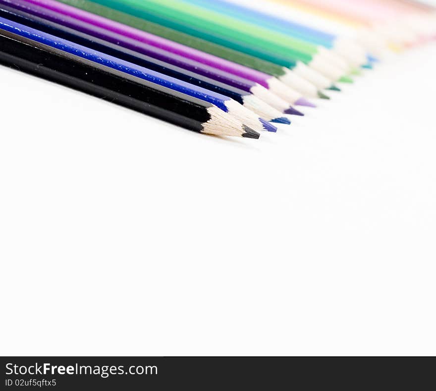 Colored pencils, isolated on the white