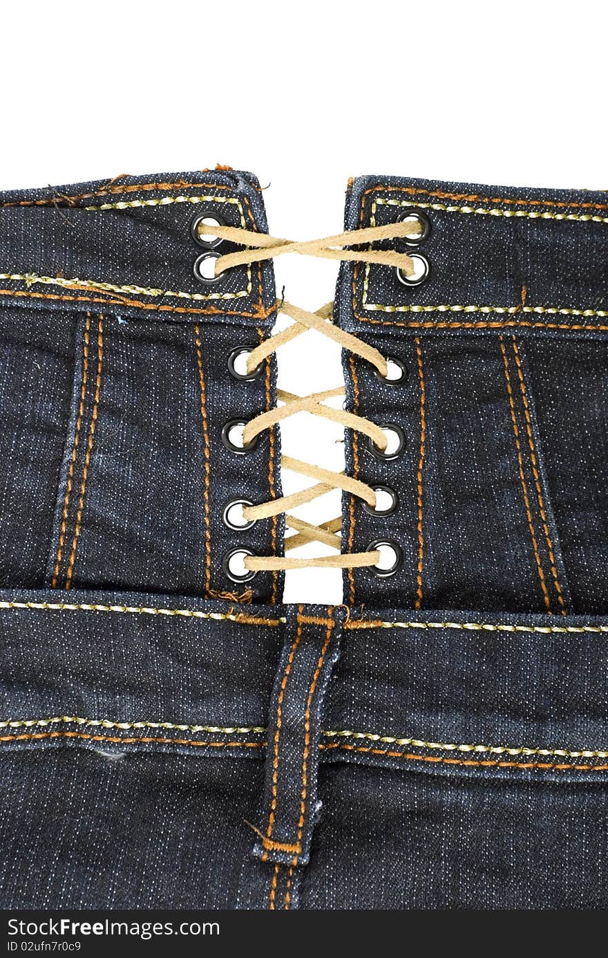 Jeans Clothing With Laces | Isolated