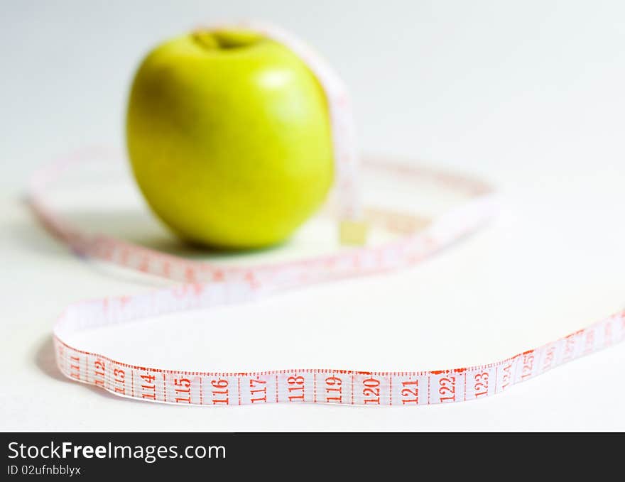 Green Apple And Measure Tape, Dieting Theme