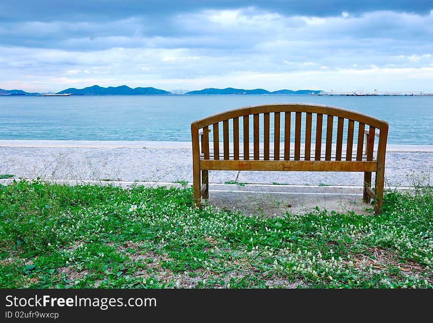 Wood chair at beach