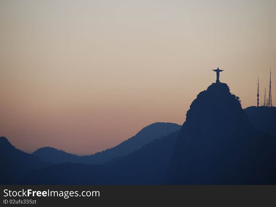 View from Sugar-Loaf, when sunsets over the Christ-statue. View from Sugar-Loaf, when sunsets over the Christ-statue