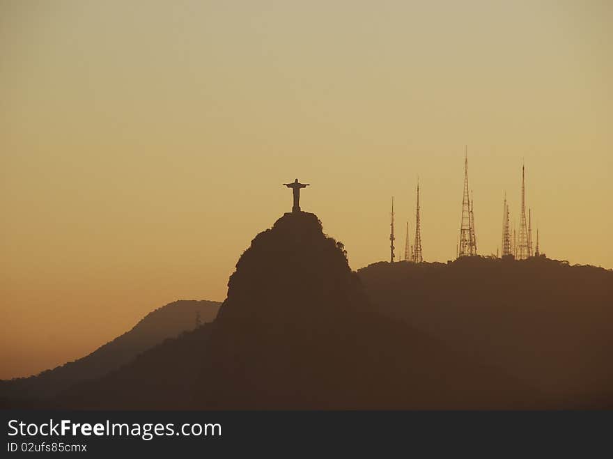 View from Sugar-Loaf, when sunsets over the Christ-statue. View from Sugar-Loaf, when sunsets over the Christ-statue