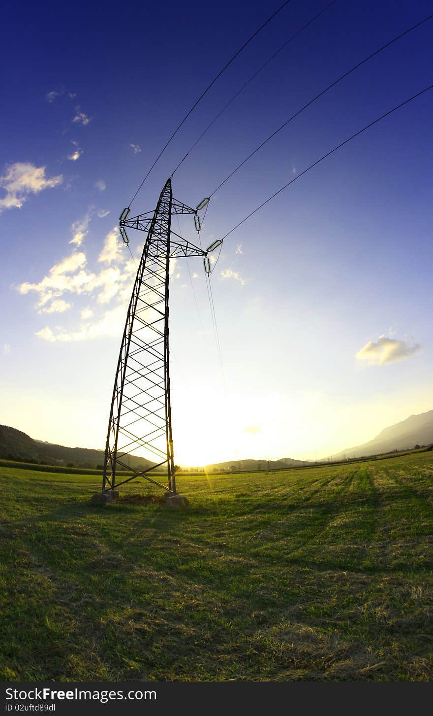 Electric Tower On The Meadow