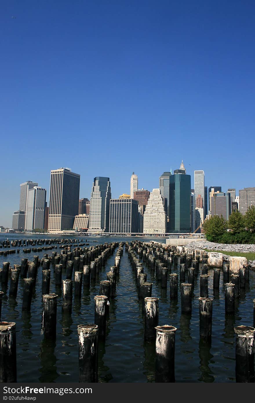 Lower Manhattan skyline and East River as seen from Brooklyn. Lower Manhattan skyline and East River as seen from Brooklyn.