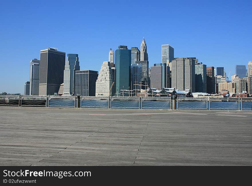 Lower Manhattan skyline as seen from a pier in Brooklyn. Lower Manhattan skyline as seen from a pier in Brooklyn.