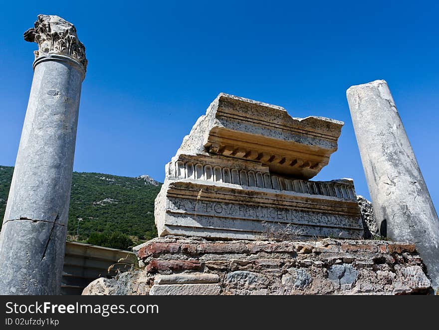 Detail of the ancient ruins in Ephesus, Turkey. Detail of the ancient ruins in Ephesus, Turkey