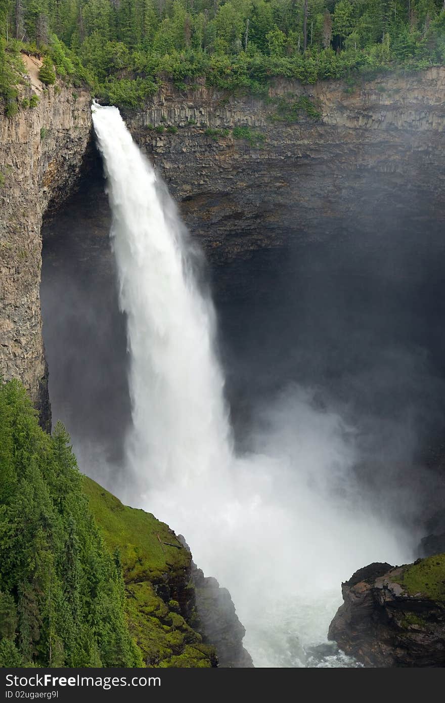 Helmken Falls in British Columbia, Canada is a popular tourist destination