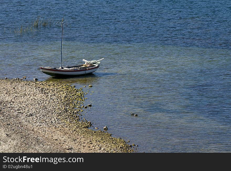 Sailboat in the sun island, titicaca lake, Bolivia