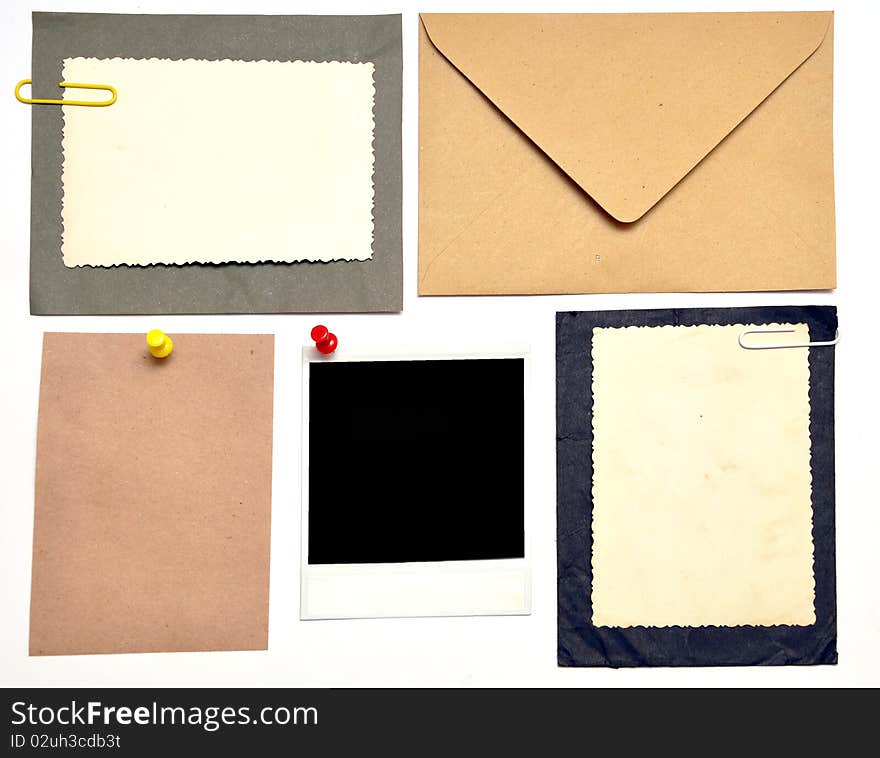 Collection of various note papers on white