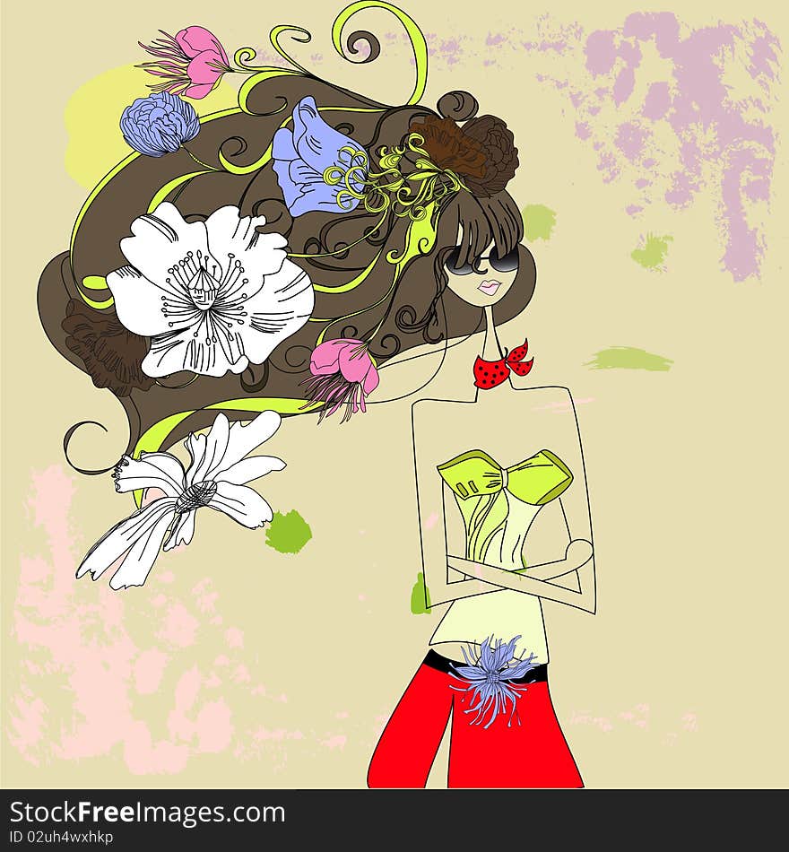 Beautiful young woman. Universal template for greeting card, web page, background