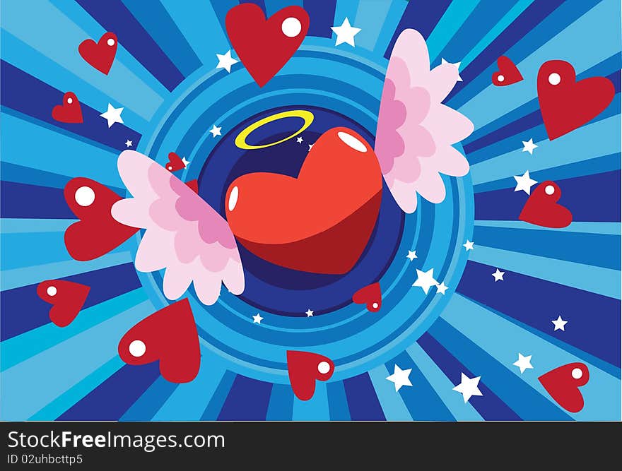 Image of a big heart with wing that represents love on valentine. Image of a big heart with wing that represents love on valentine.