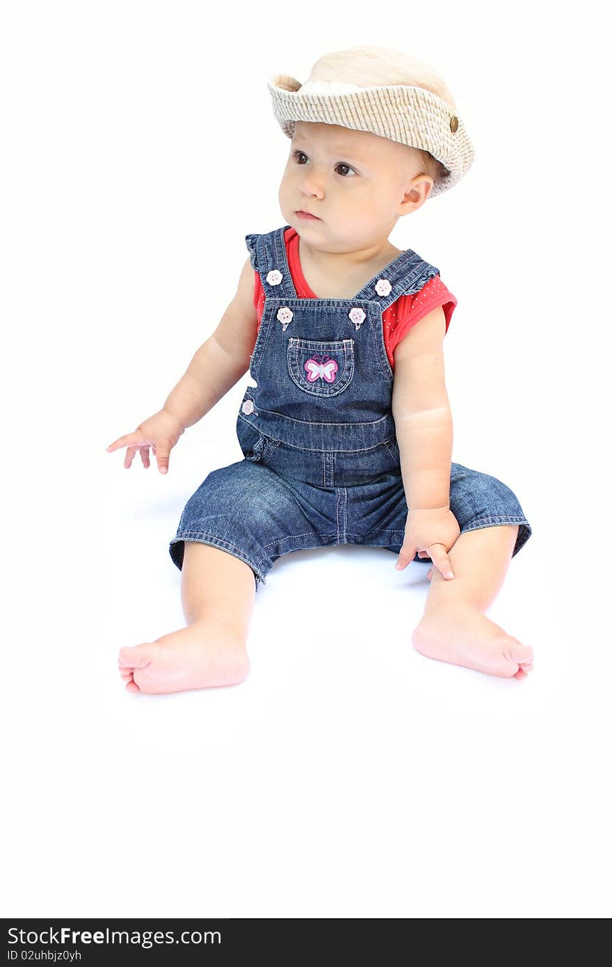 Child on a white background. Child on a white background