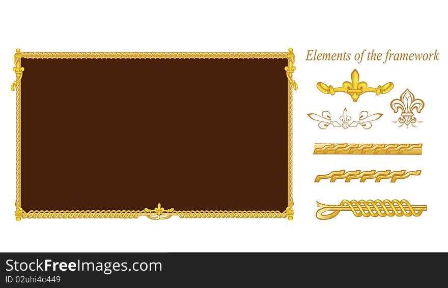 Frame with decorative ornaments, fragments of which frame is