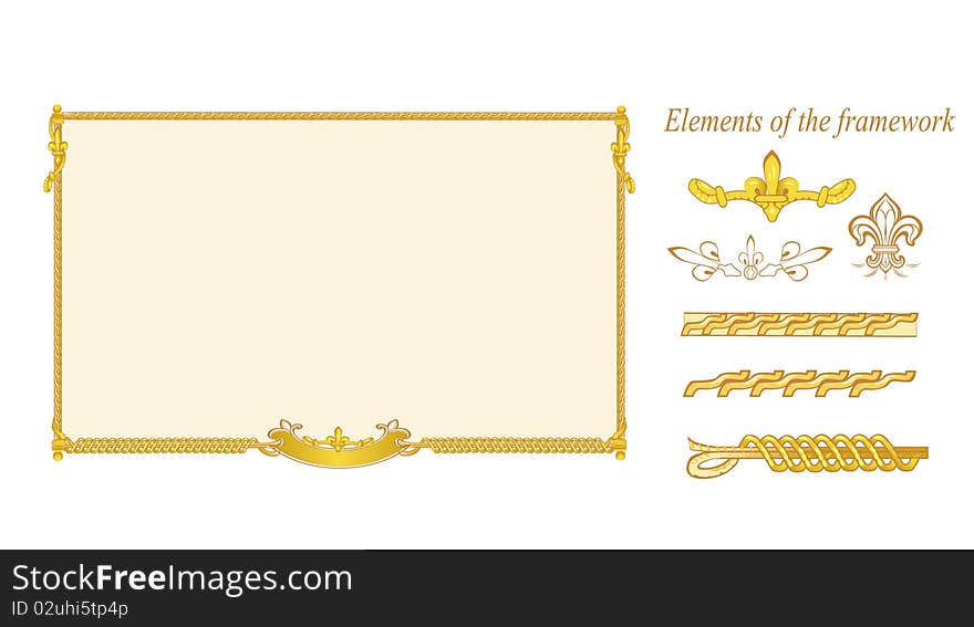 Frame with decorative ornaments, fragments of which frame is