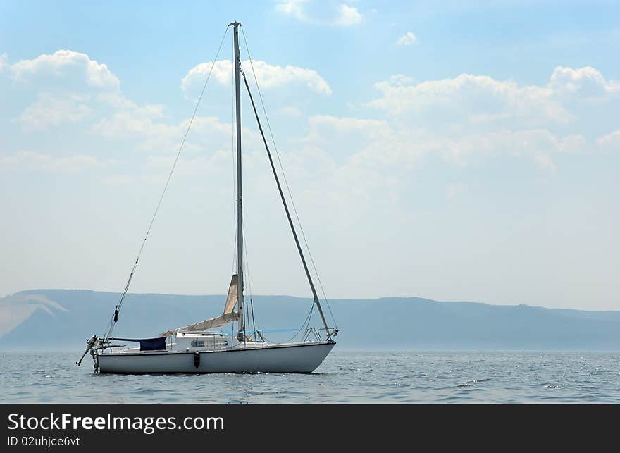 Yacht Anchoring beside coast