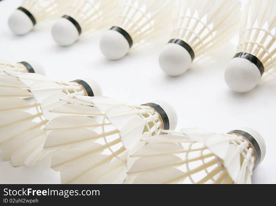 Group of white badminton shuttlecocks for your design. Group of white badminton shuttlecocks for your design