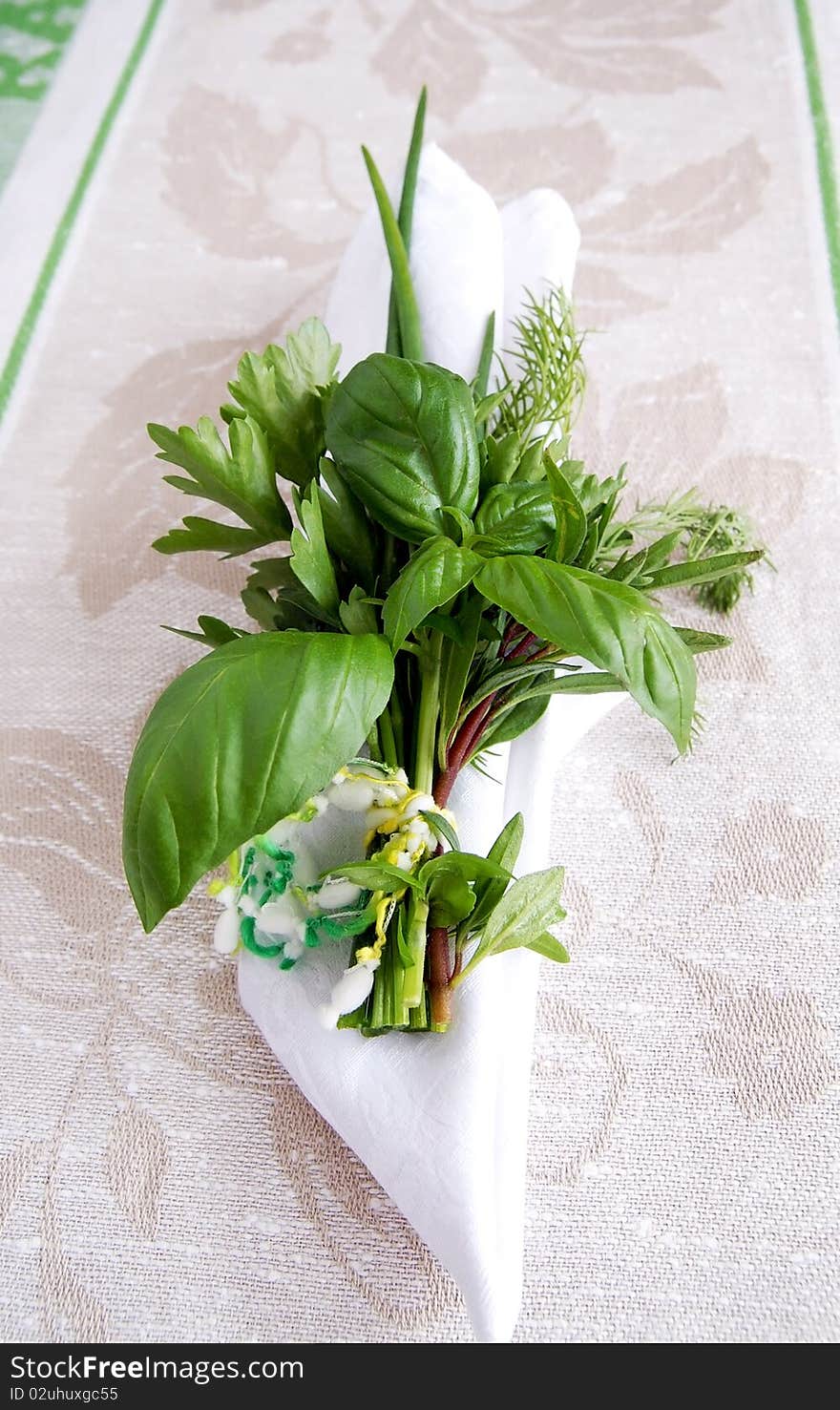 Bouquet of fresh green herbs