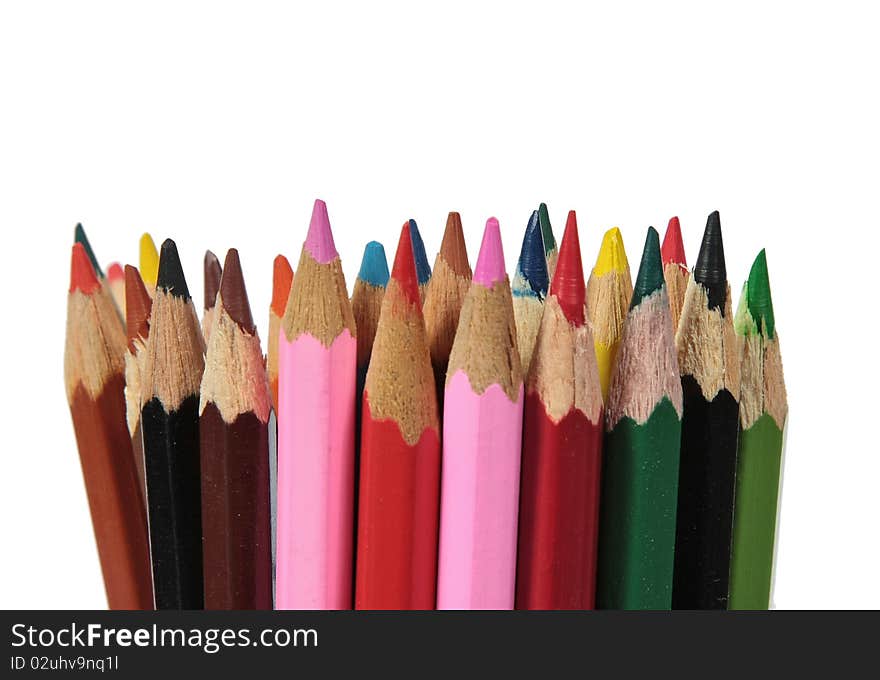 Color pencils isolated on a white background