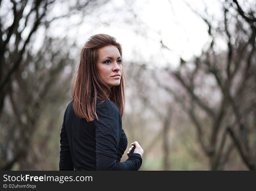 Beautiful young woman outdoor portrait