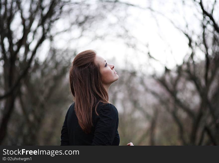 Beautiful young woman outdoor portrait