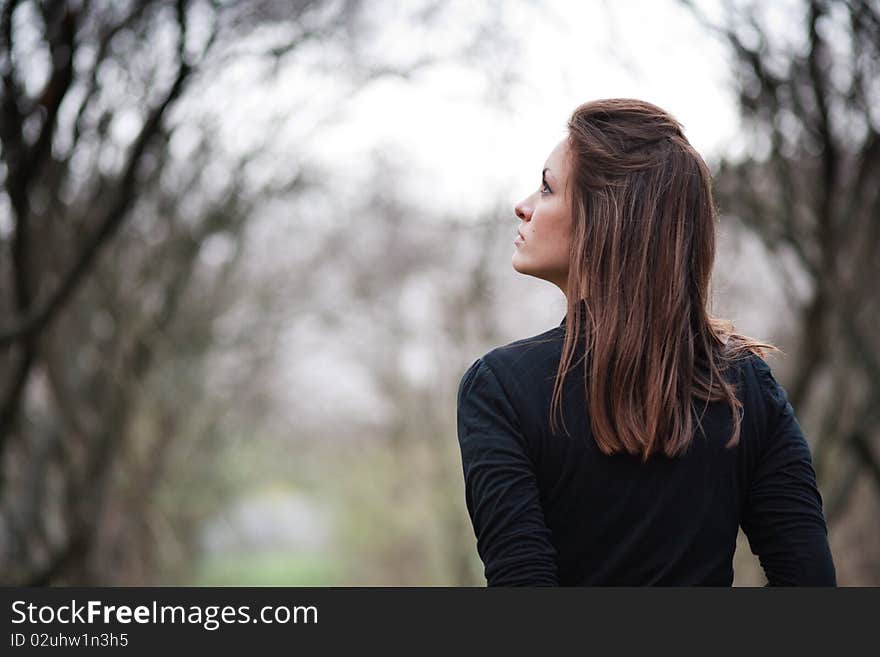 Beautiful young woman outdoor portrait