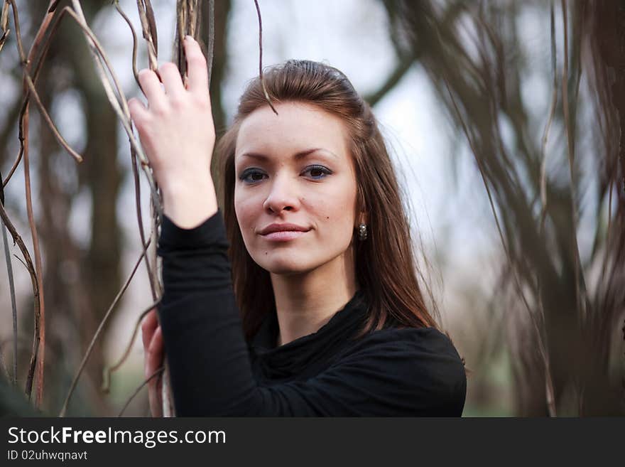 Beautiful young woman outdoor portrait