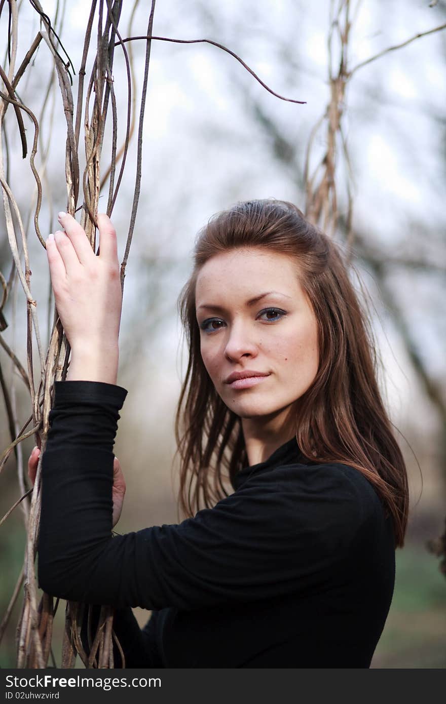 Beautiful young woman outdoor portrait