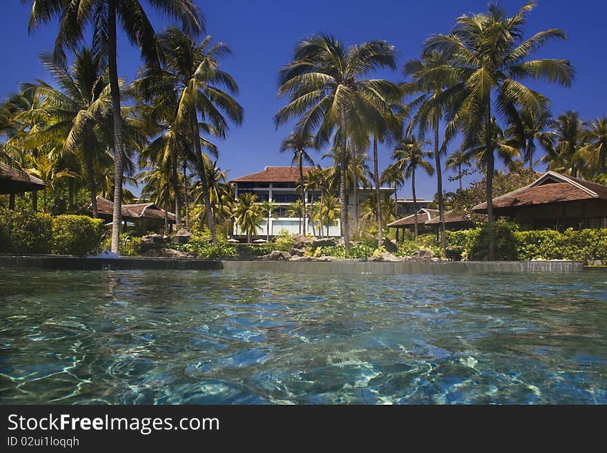 Summer pool in hotel in Vietnam. Summer pool in hotel in Vietnam