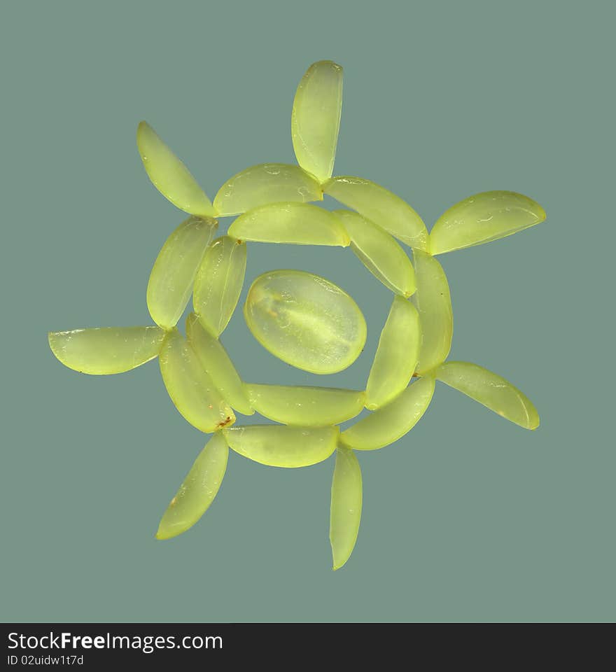 Styled sun from the sliced green grape