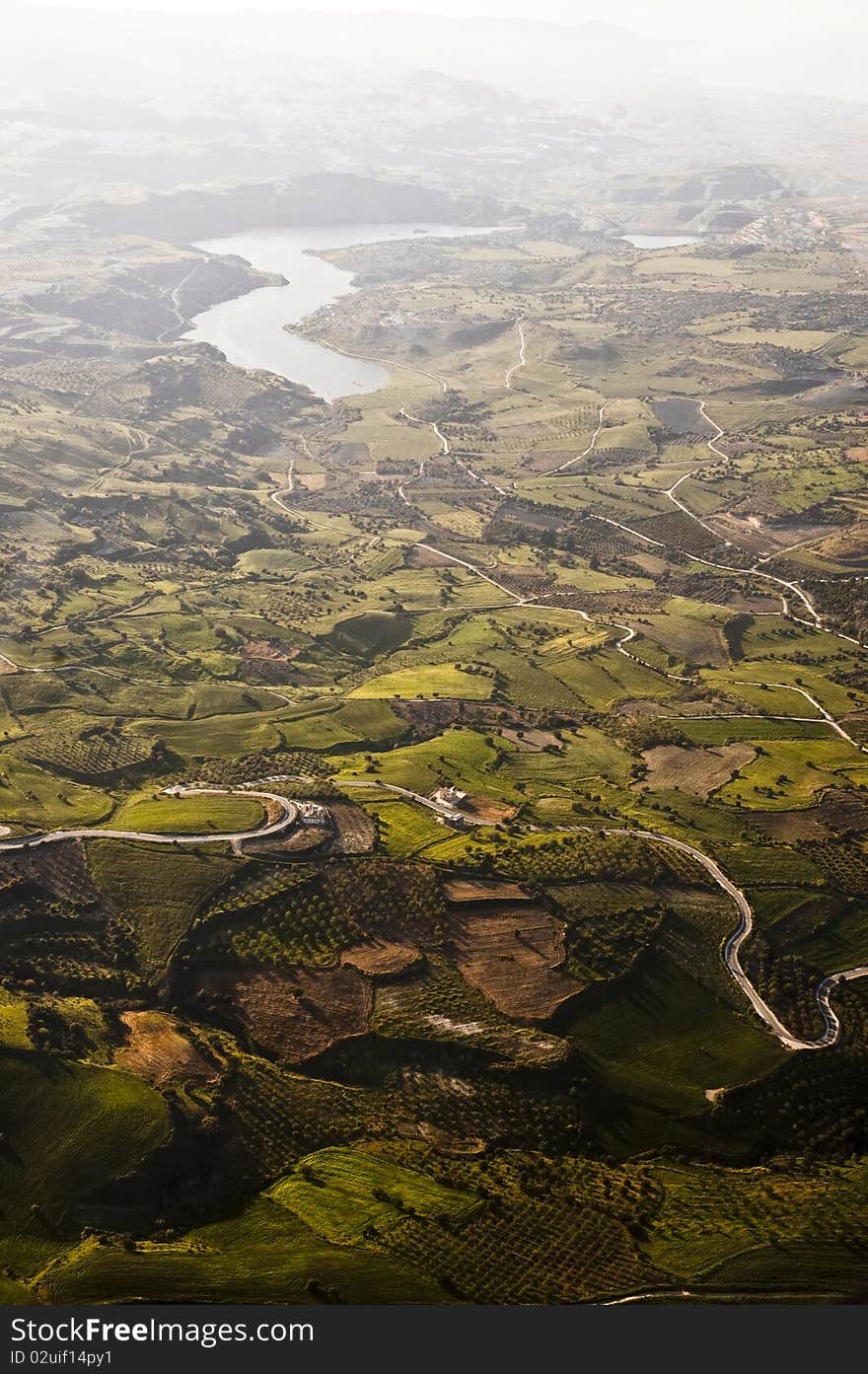 Aerial view of farm fields, Cyprus