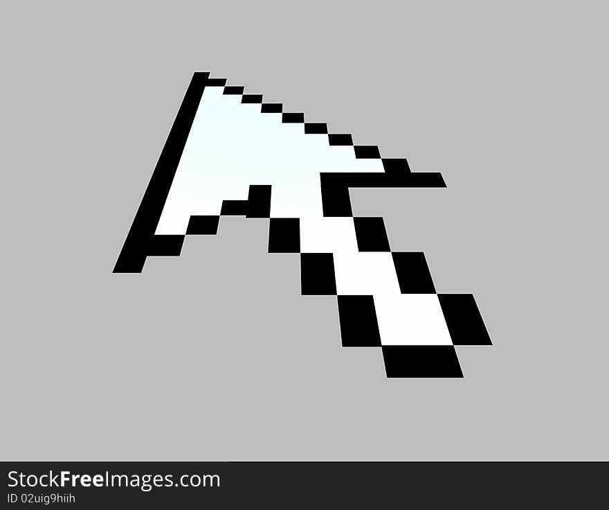 Arrow pointer of computer mouse on gray background