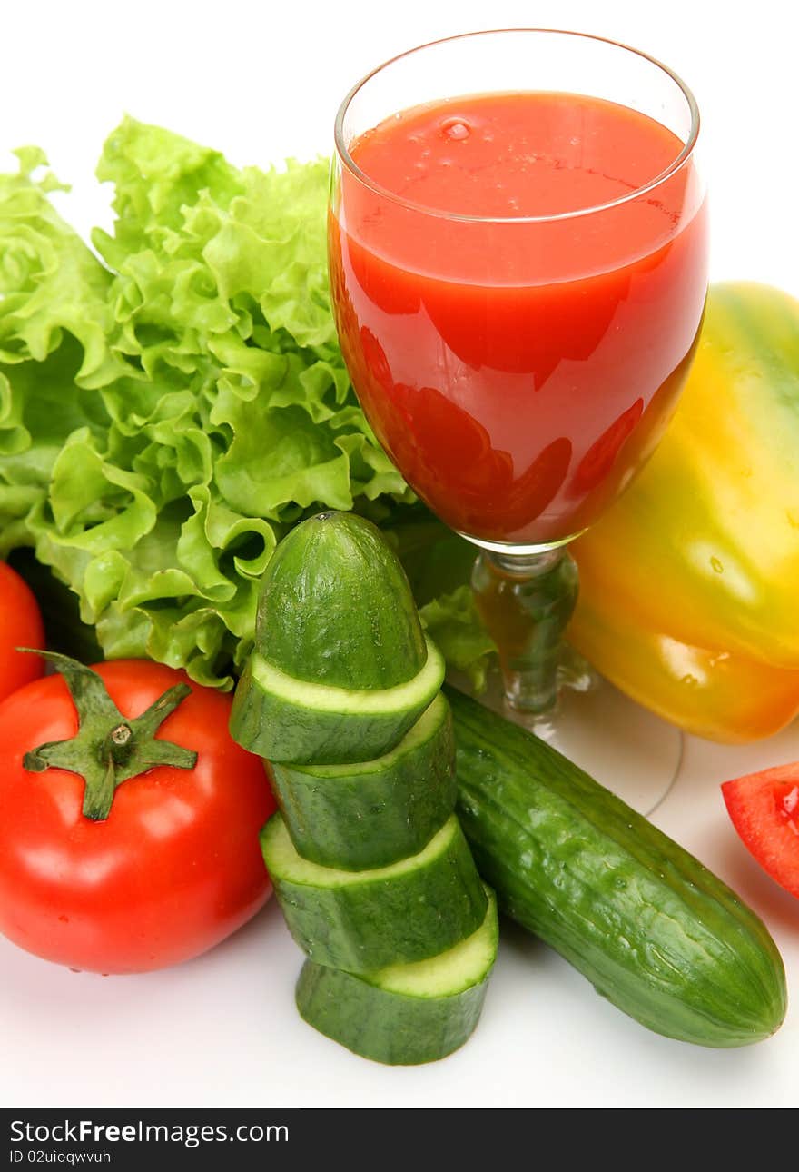 Fresh vegetables and juice