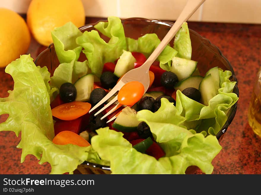 Fresh Salad On A Kitchen