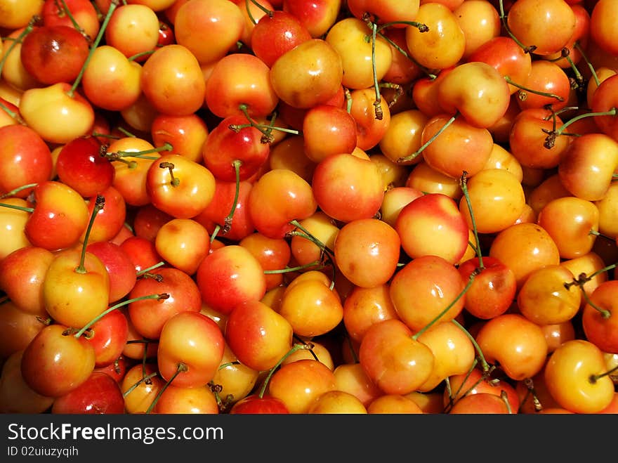 Yellow cherries in a market. Yellow cherries in a market