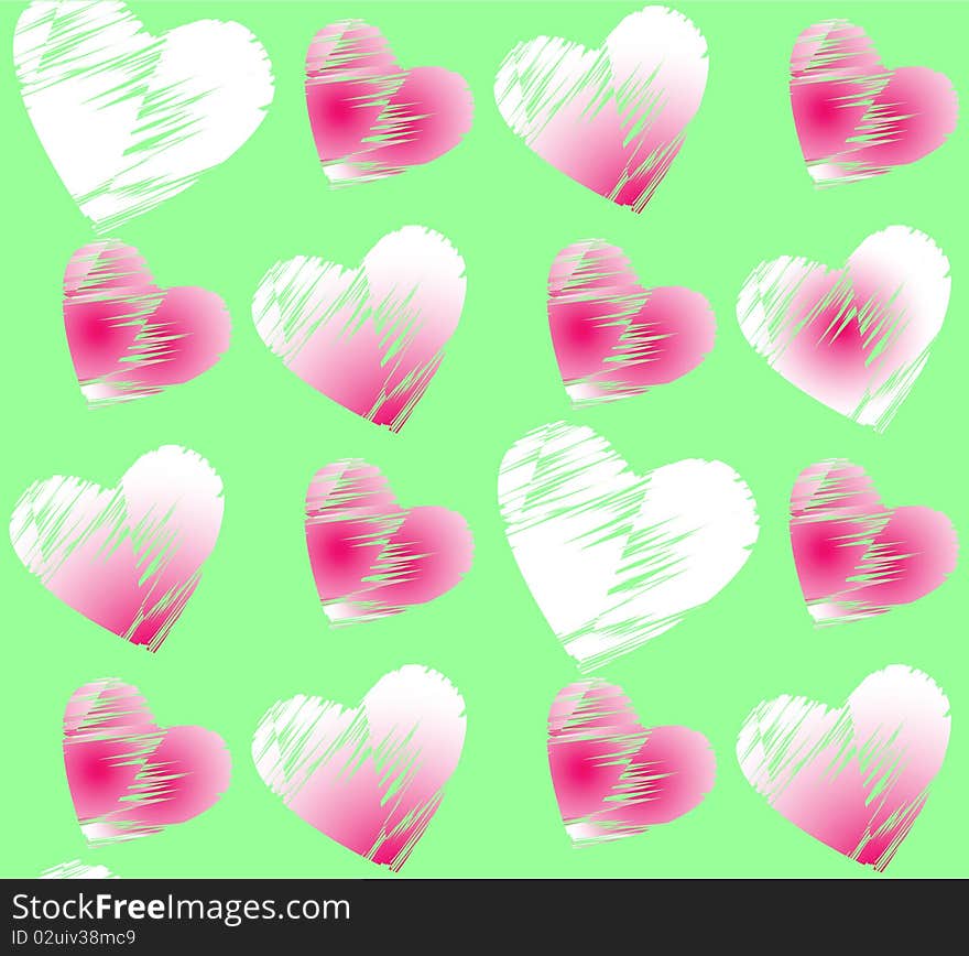 Seamless romantic pattern with hearts.