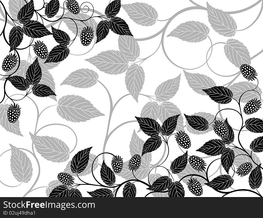 Floral background with a berries. Vector illustration.