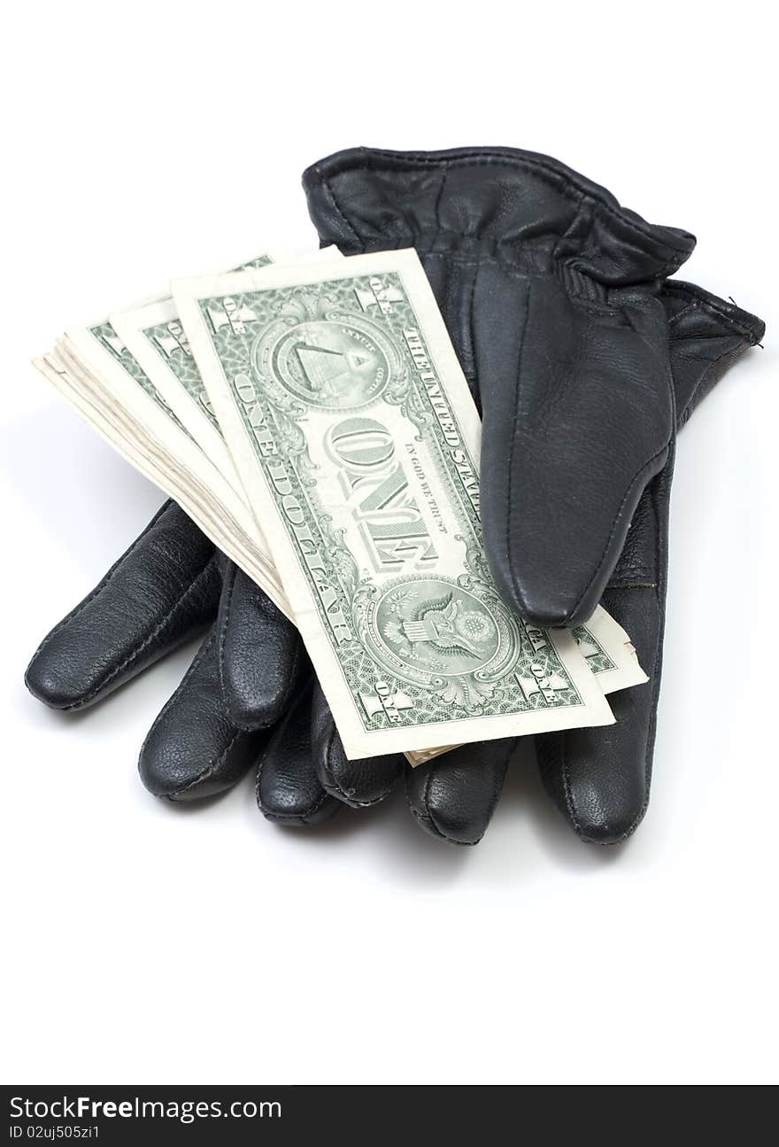 Black Leather Gloves with Dollar Bills

Note: Differential Focus