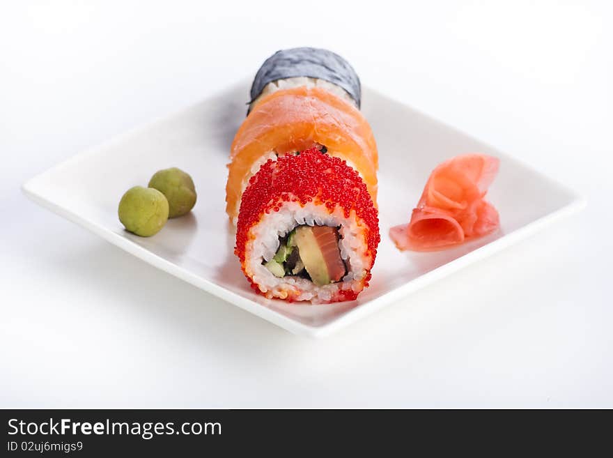 Three roll, wasabi and ginger