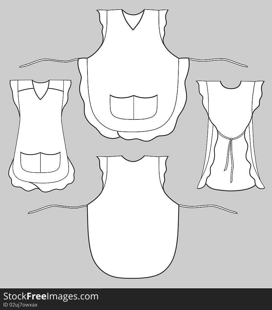 Woman apron with frills and pockets