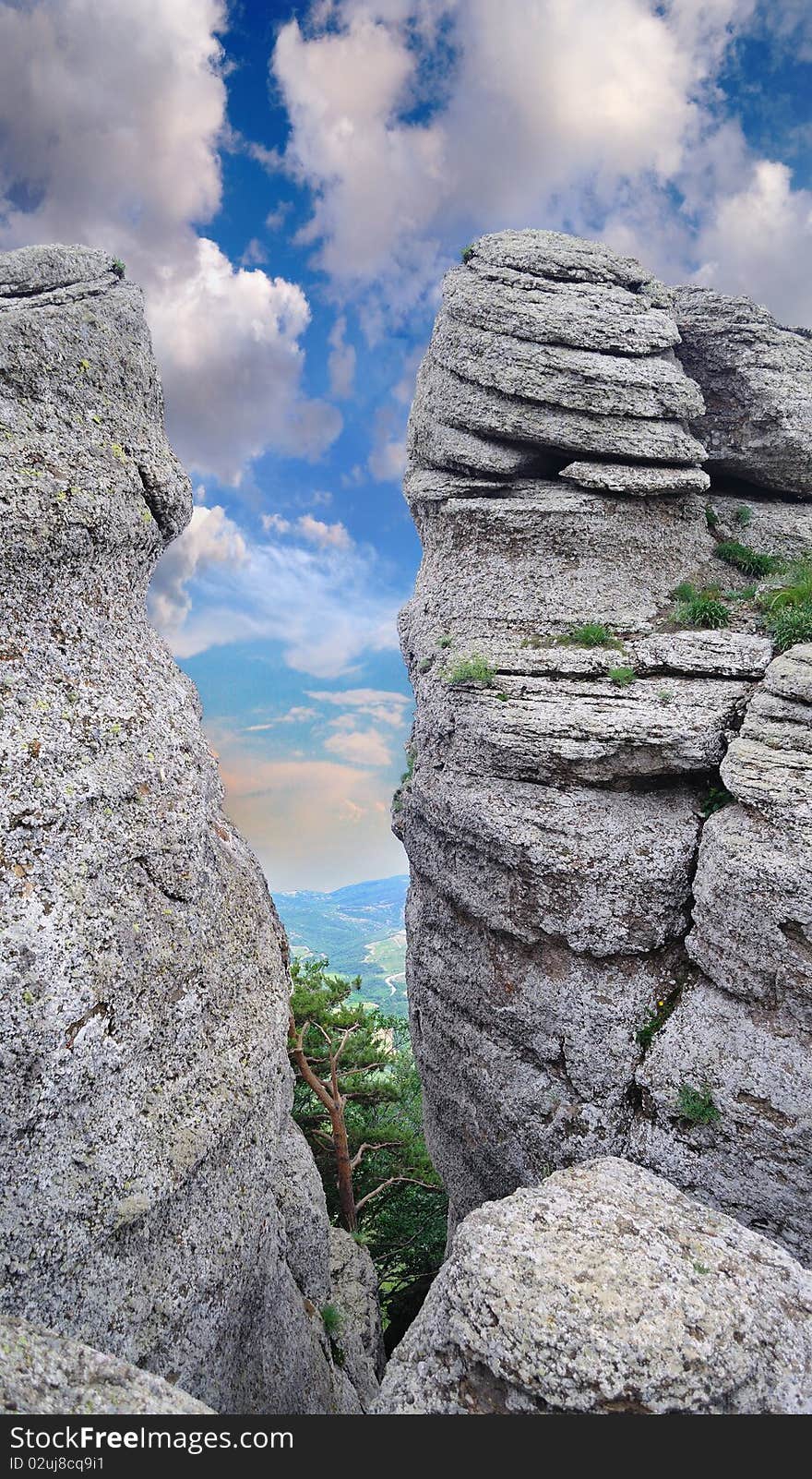 Magical view from the mountains to the valley