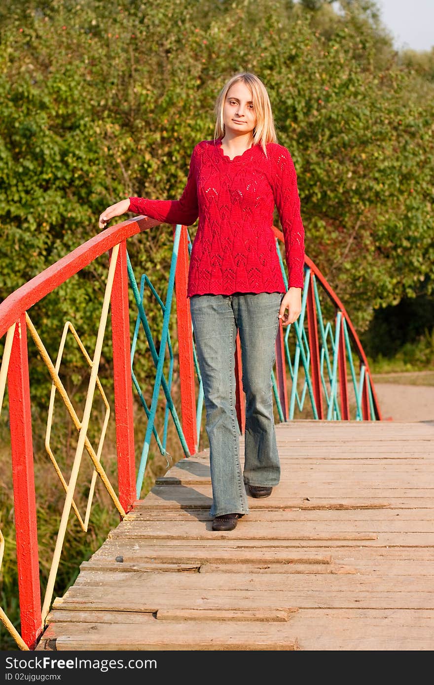 Girl in red pullover