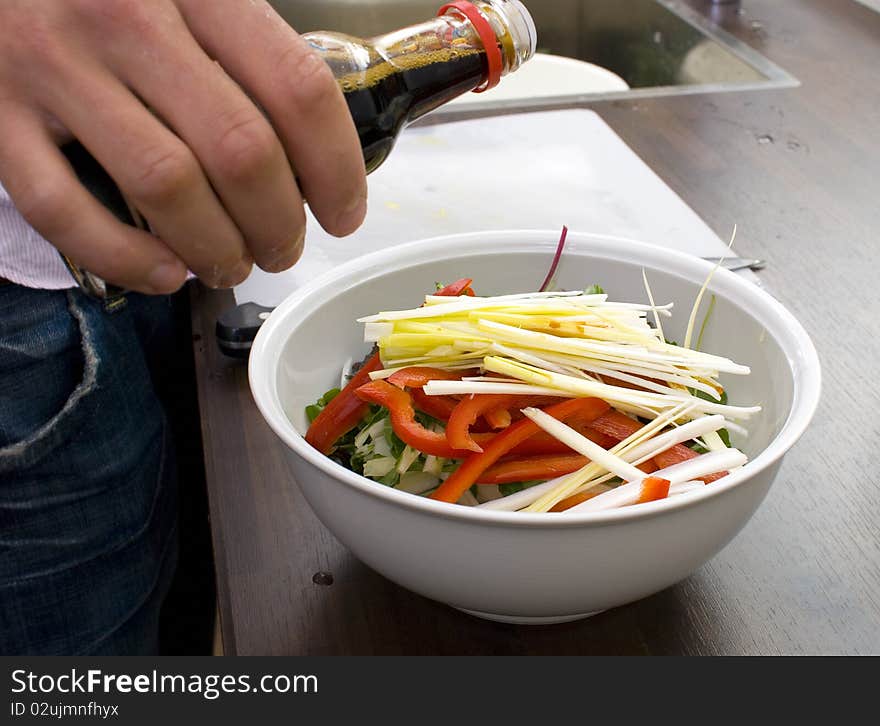 Preparing salad