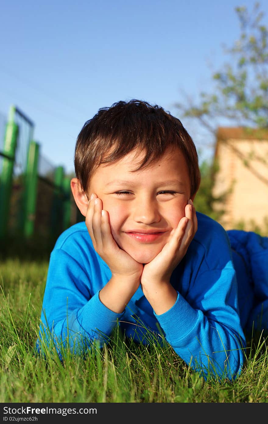 Little boy in grass