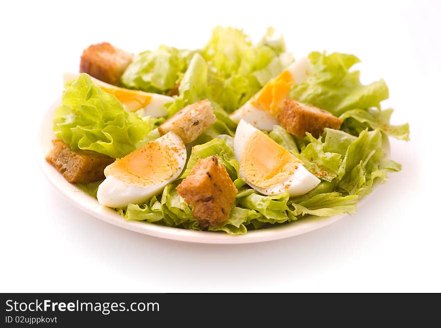 Salad with edds isolated on white background. Salad with edds isolated on white background