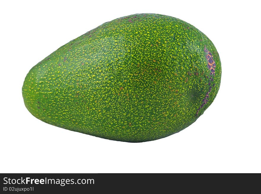 Green avocado isolated on white