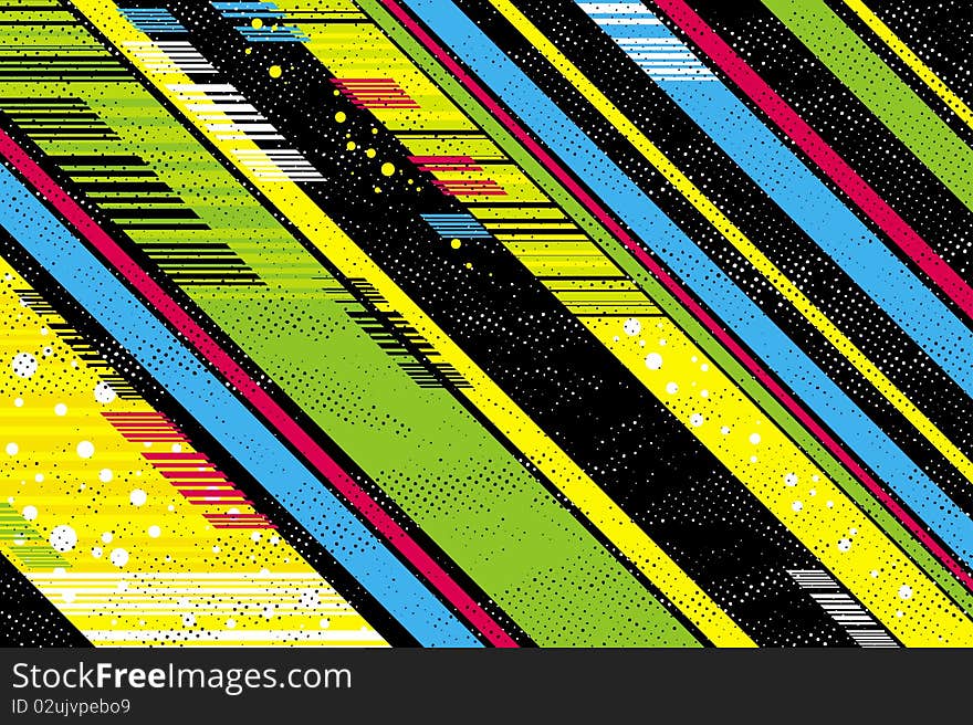 Background with black and color diagonals