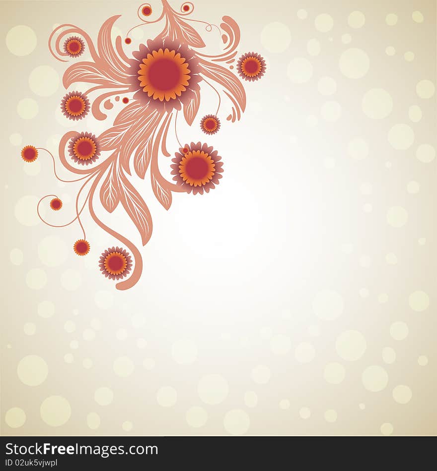 Floral background design, clip art illustration