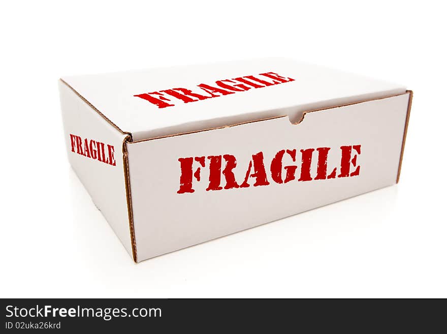 White Box with Fragile on Sides Isolated