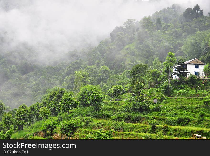 Mountainous rain the beautiful scenery