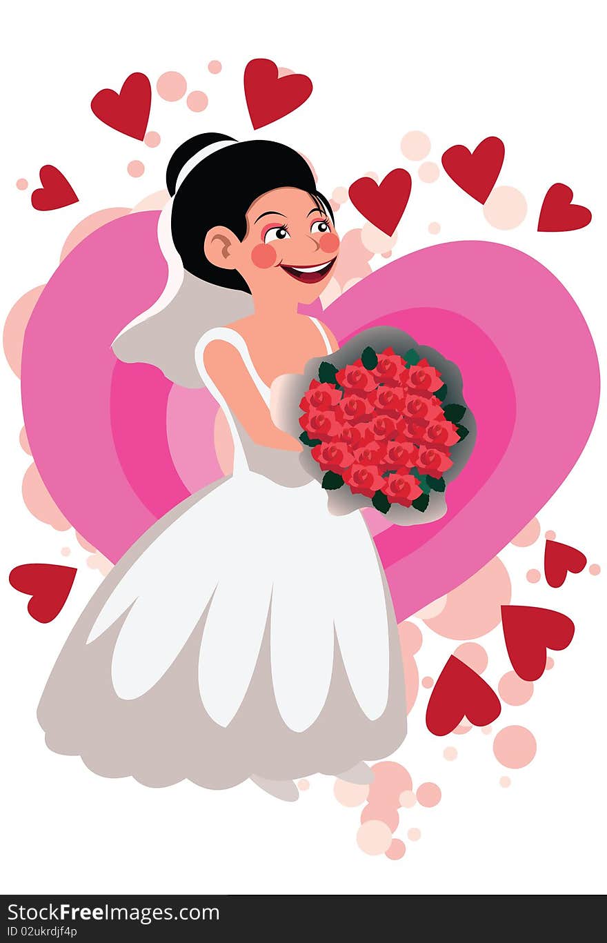 Image of a bride who is getting married on valentine day. Image of a bride who is getting married on valentine day.